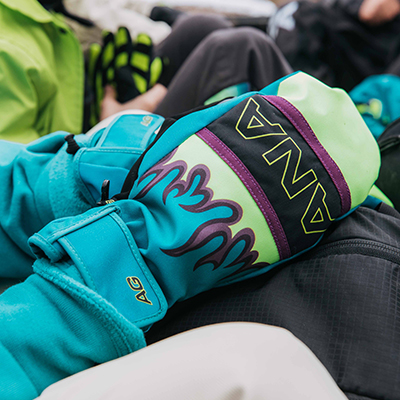 Colorful ski and snowboard gloves